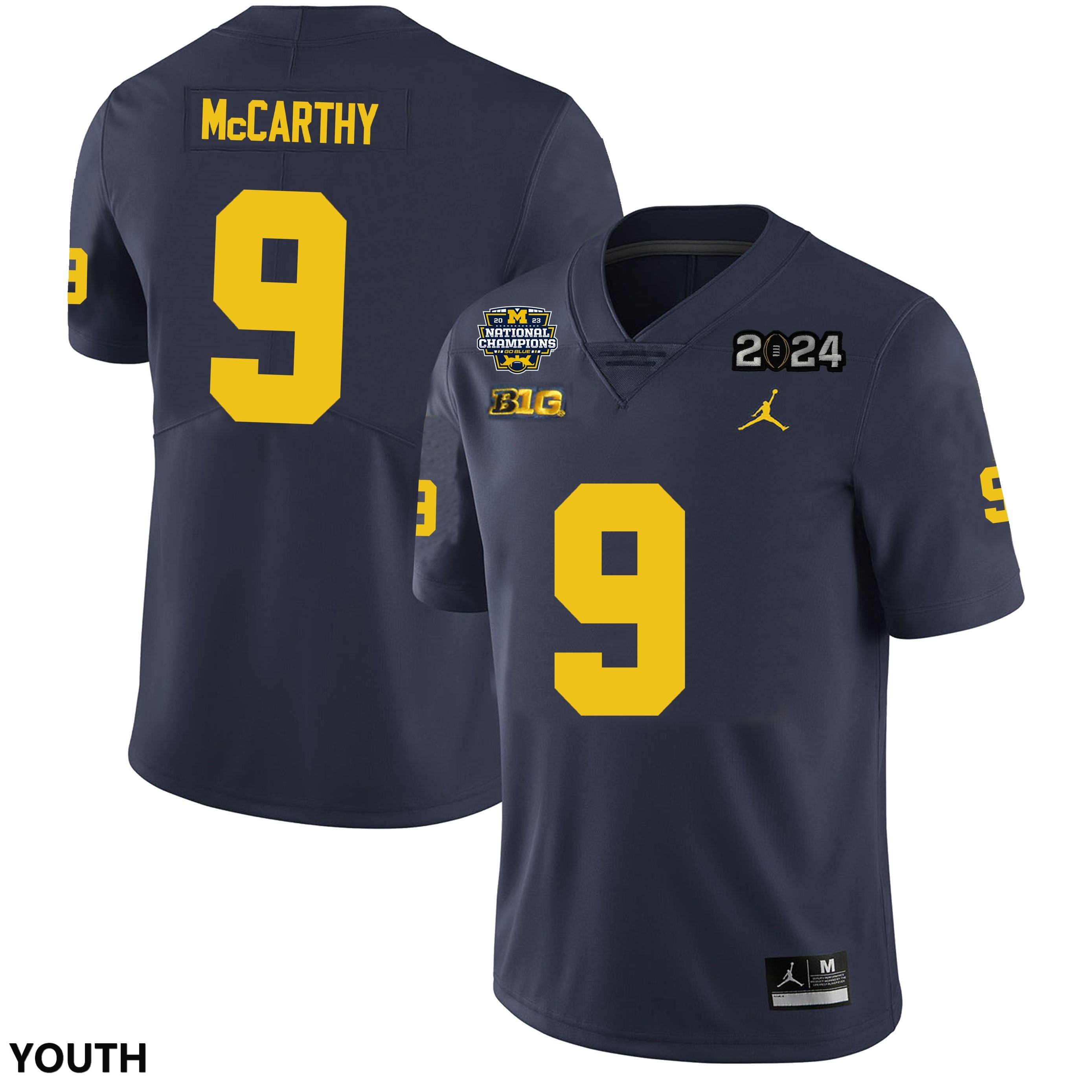 J.J. McCarthy Michigan Wolverines Youth NCAA #9 Navy National Champions College Football Jersey WY0P154CK